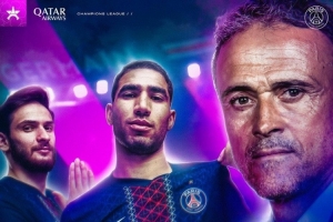 巴黎发布欧冠对阵拜仁海报：恩里克、阿什拉夫、K77出镜