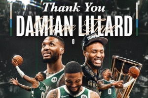 两年密尔沃基时光！雄鹿官推晒图致敬利拉德：谢谢你 Dame